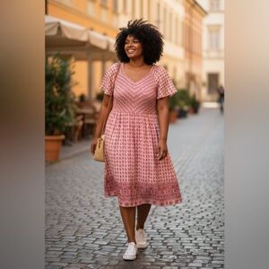 Lane Bryant Rose Patterned Midi Dress